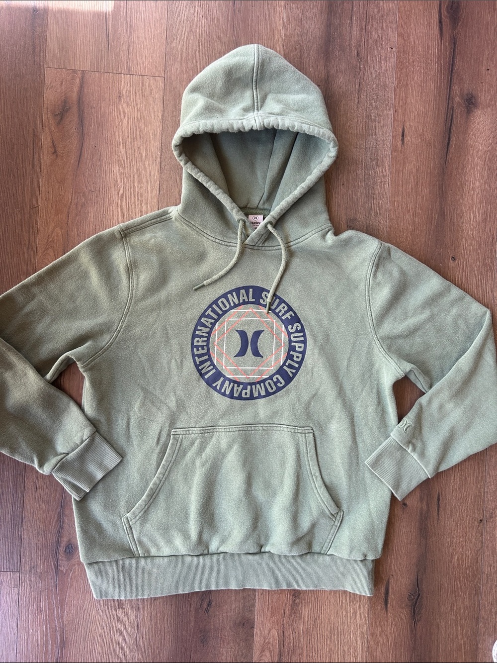 Hurley Olive Green Crewneck Hoodie with Surf Supply Logo !! Medium